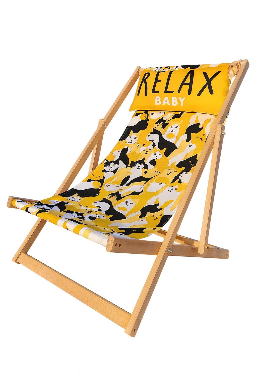 Шезлонг дерев'яний Presentville Relax baby cats (SHZL_19L025)