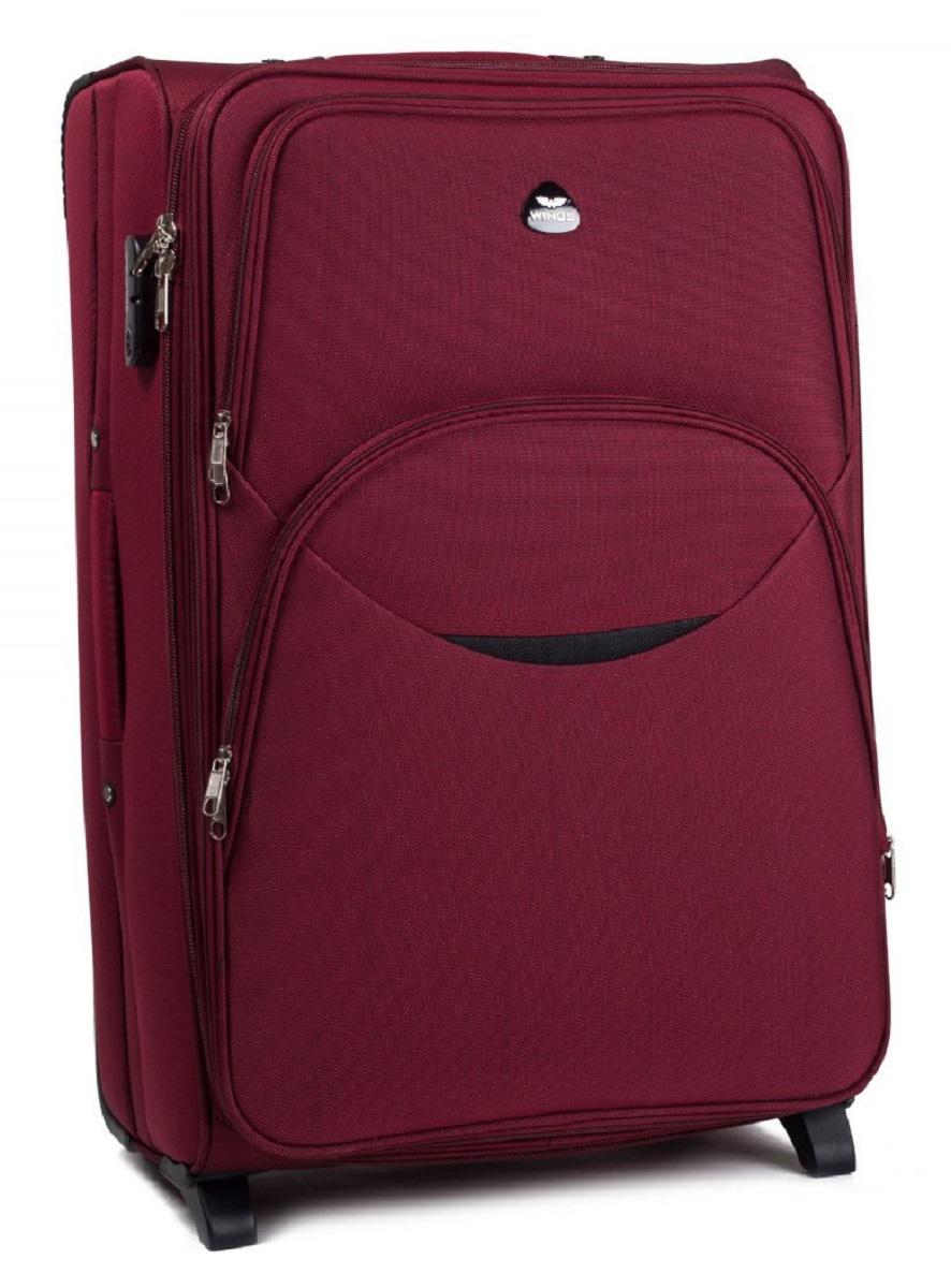 Валіза тканинна Wings 1708 велика з усмішкою 2 колеса Бордовий (Vt00070)