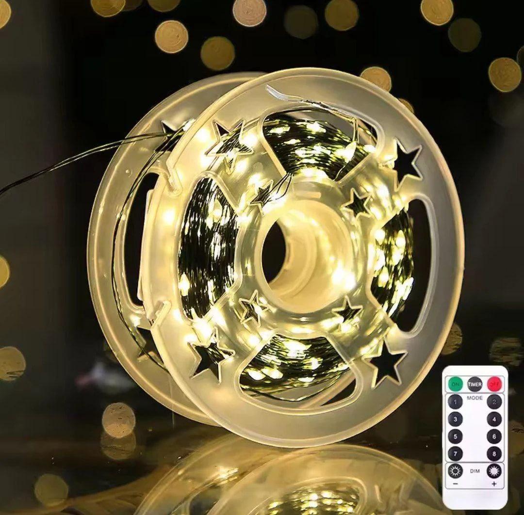 Гирлянда роса на пульте 500 LED светодиодов капля на зеленой проволоке 50 м Желтый (500L50MGY)