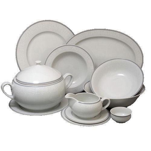 Столовый сервиз Thun Opal обводка серая /фарфор на 6 персон 27 пр. (8034800)