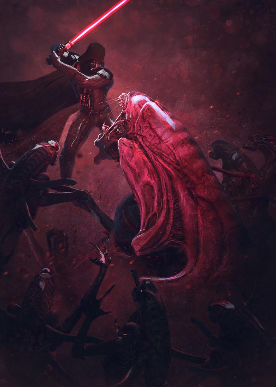 Картина постер Gee! Star Wars Звёздные воины Вейдер против чужих 40х60 см SW.09.003