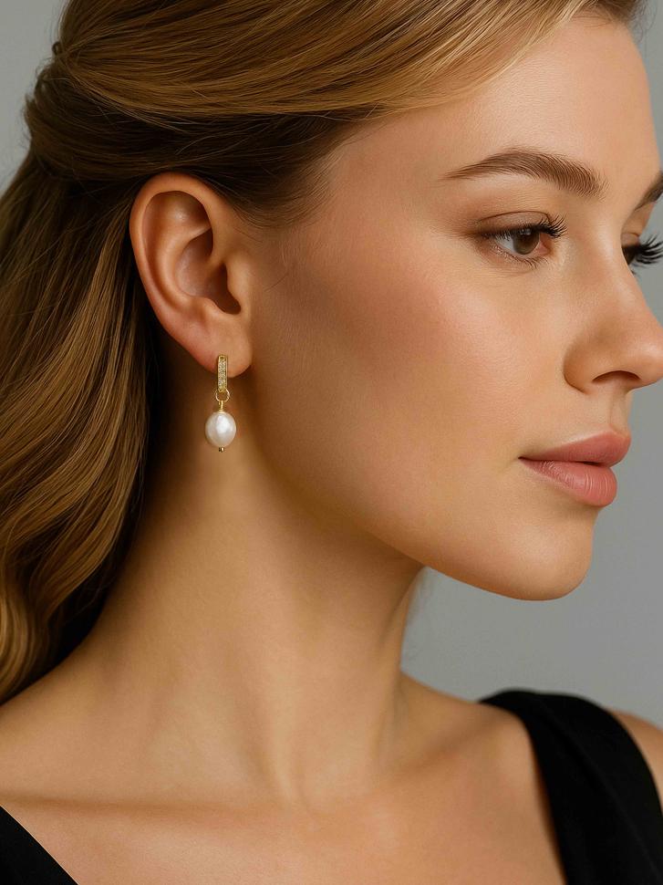 Серьги с подвеской жемчужина (5149)