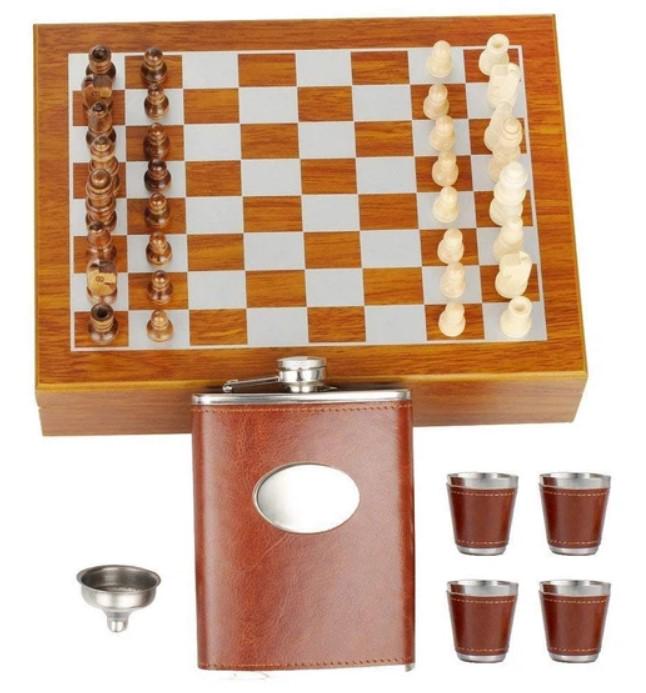 Набор подарочный Все в одном шахматы/фляга/4 стаканчика (2104619089)