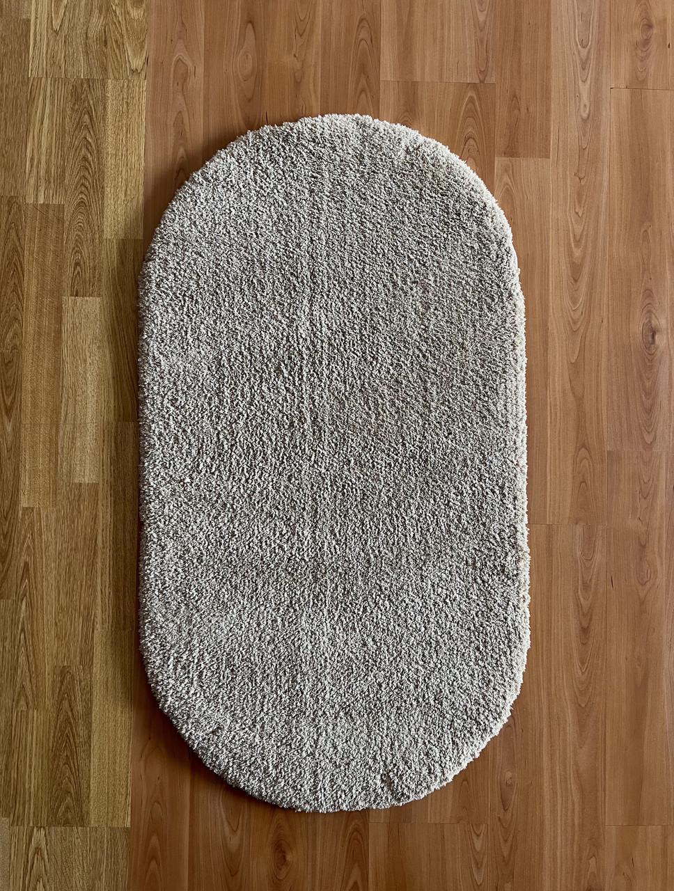 Килим однотонний овальний Velvet гіпоалергенний з мікрофібри з м’яким ворсом 30 мм 60х110 см