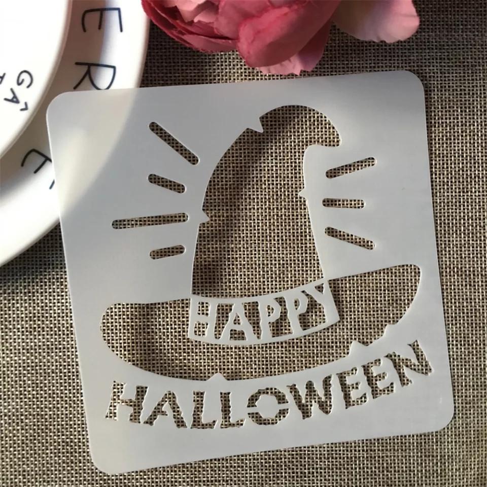 Трафарет для Хэллоуина Шляпа Halloween 13х13 см Серый (7615/22)