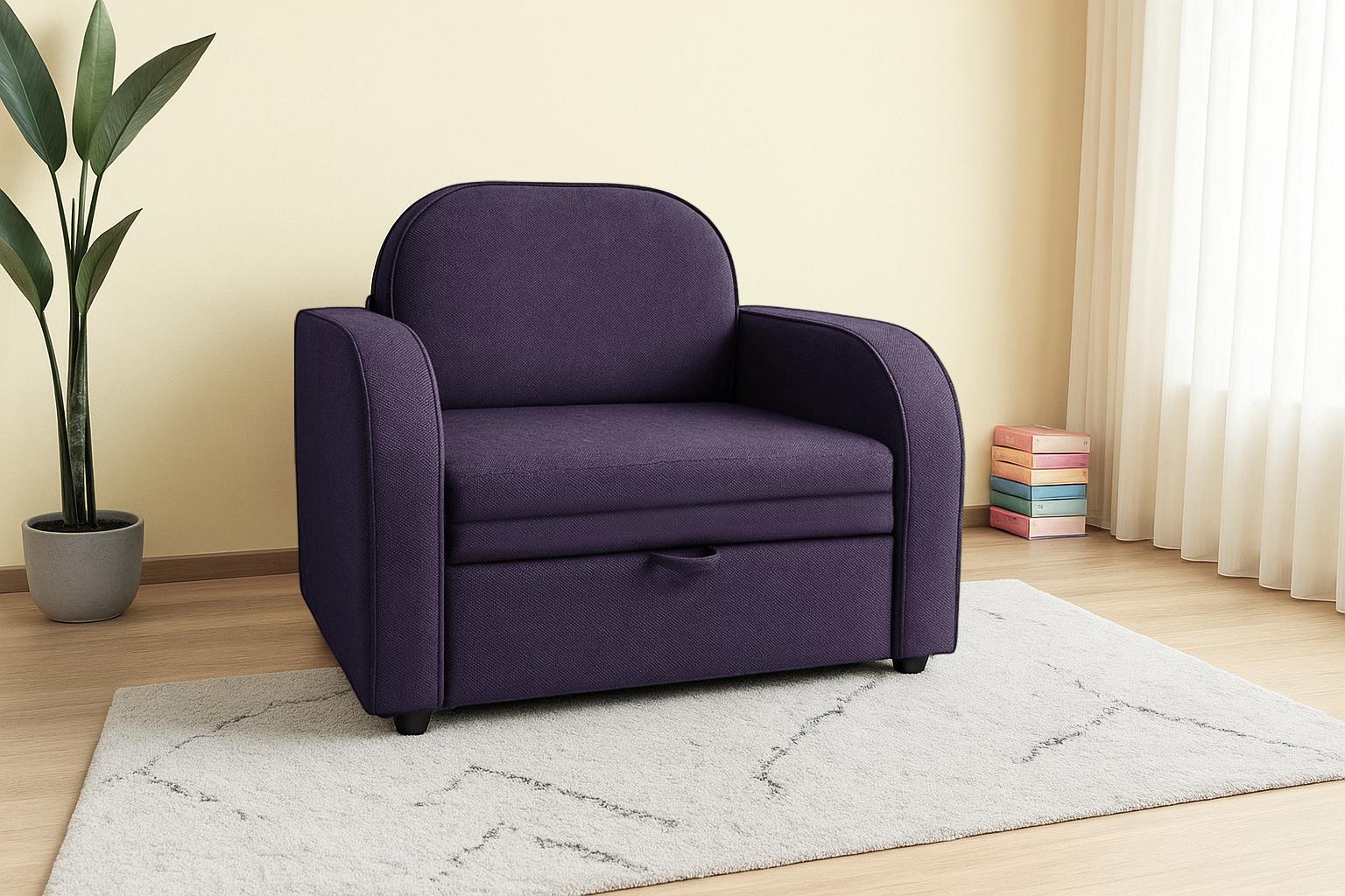 Диван-кресло мягкий раскладной Tobi Sho Дрим рогожка Bahama 1140х850х730 мм 47/Фиолетовый