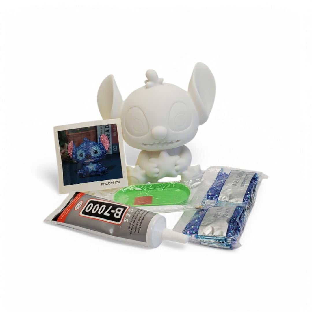 Копилка Стич с пайетками синяя DIY набор для детей (WK1046)