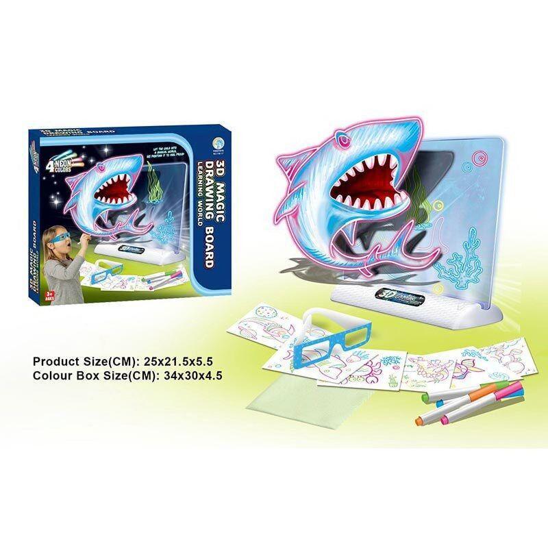 Дошка для малювання YM 17 48/2 підсвічування/7 трафаретів/4 маркери/3D окуляри (167119) - фото 2