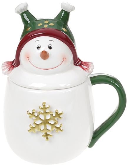 Кружка керамічна Запальний сніговик з кришкою 400 мл (BD-834-284) - фото 1 Кружка керамічна Запальний сніговик з кришкою 400 мл (BD-834-284) - фото 1