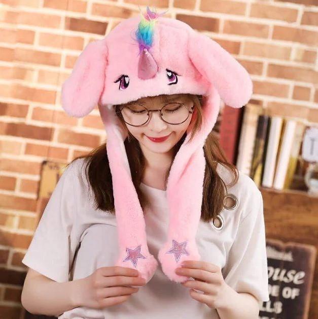 Шапка светящаяся с поднимающимися ушками Единорог Розовый Шапка светящаяся с поднимающимися ушками Единорог Розовый