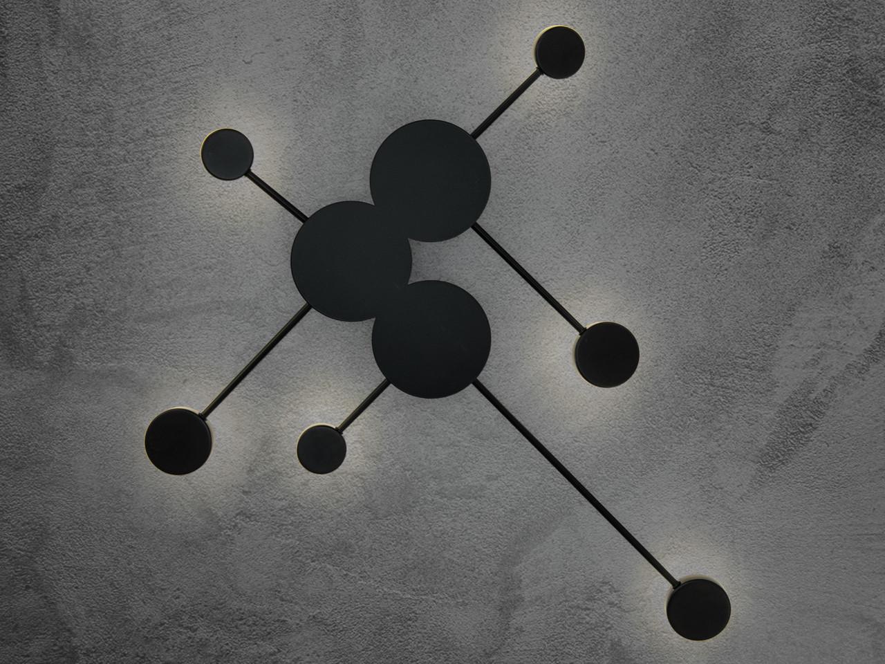 Настінний світильник 8682-6BK-LS Молекула Чорний 24W (2467766630) - фото 2