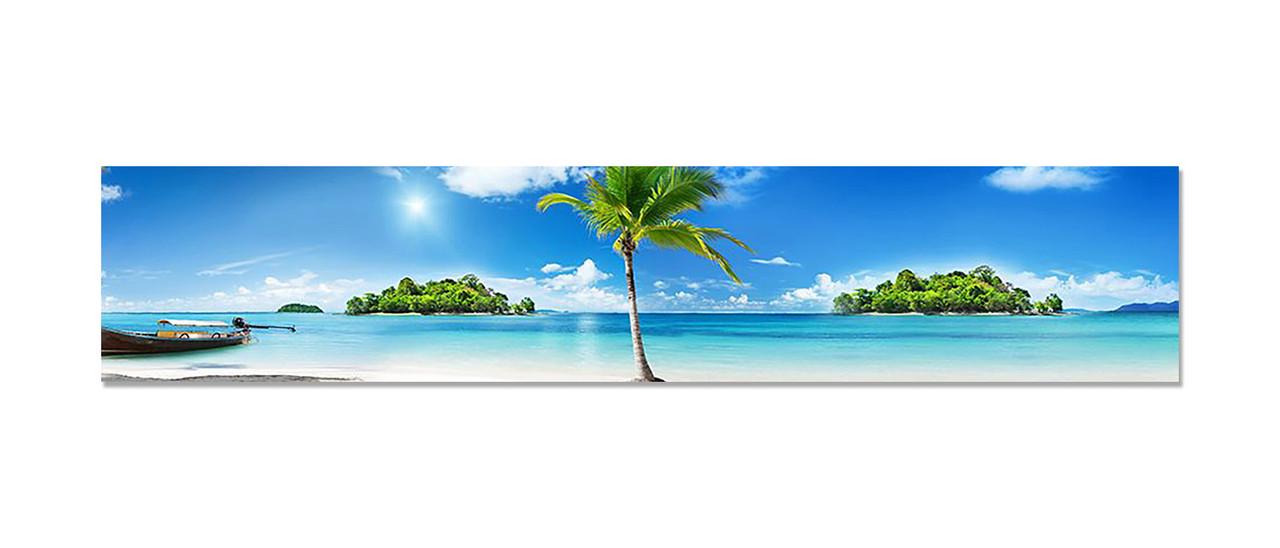 Фартук кухонный Пляж баунти пальмы острова 60х300 см Голубой