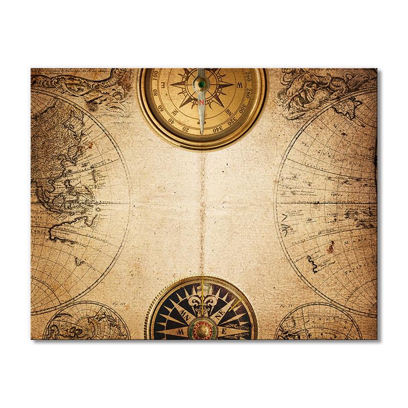 Винтажная карта Историческая карта с компасами 1 модуль 70x105 см