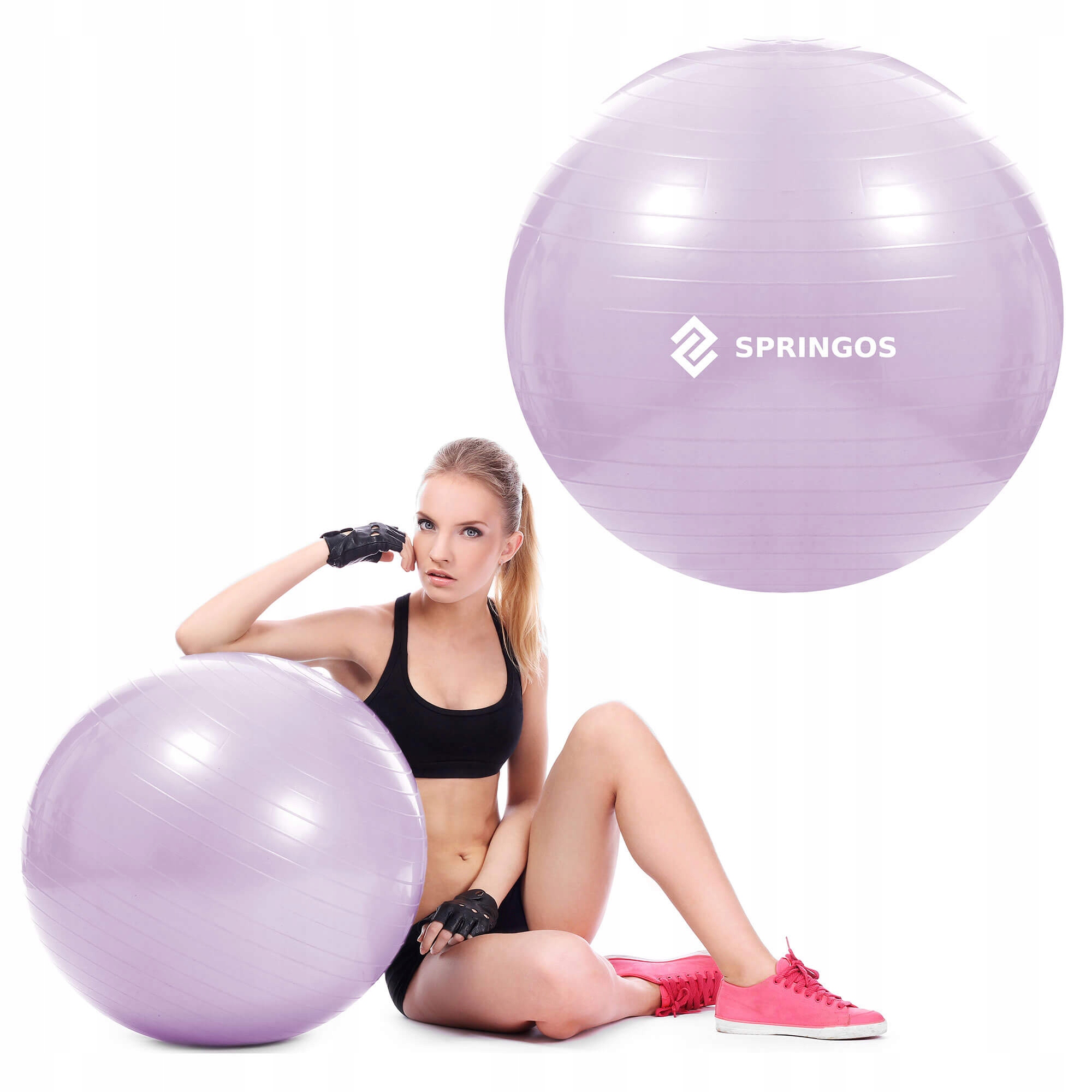 М'яч для фітнесу Springos 65 см Anti-Burst FB0011 Violet - фото 9