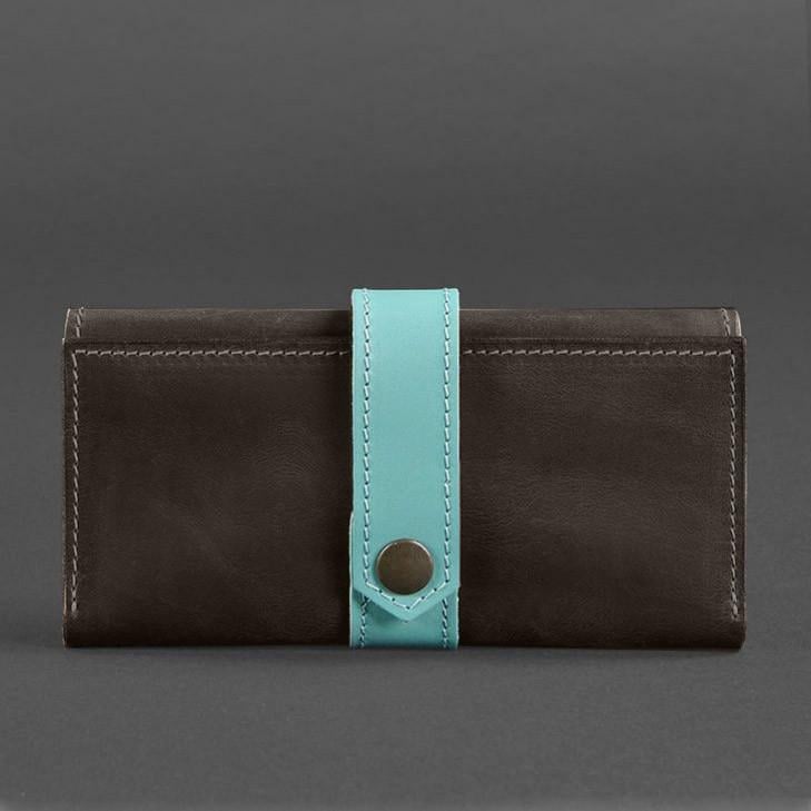 Портмоне шкіряне жіноче 3.0 Темно-коричневий/Бірюзовий (A-026104)