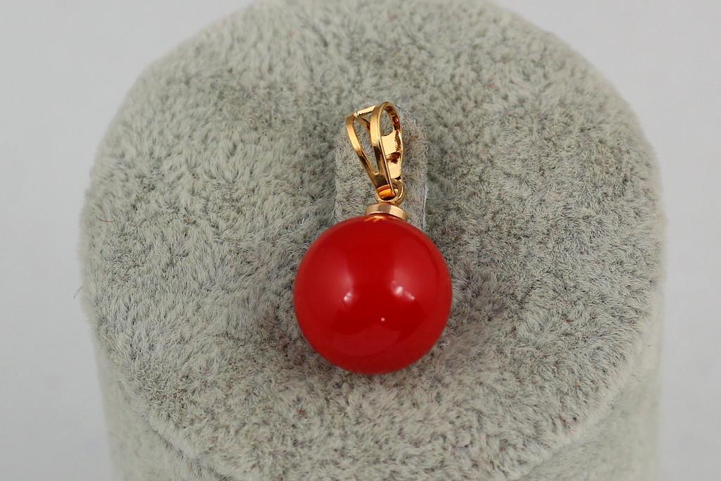 Кулон Xuping Jewelry с красной жемчужиной 1,2 см Золотистый