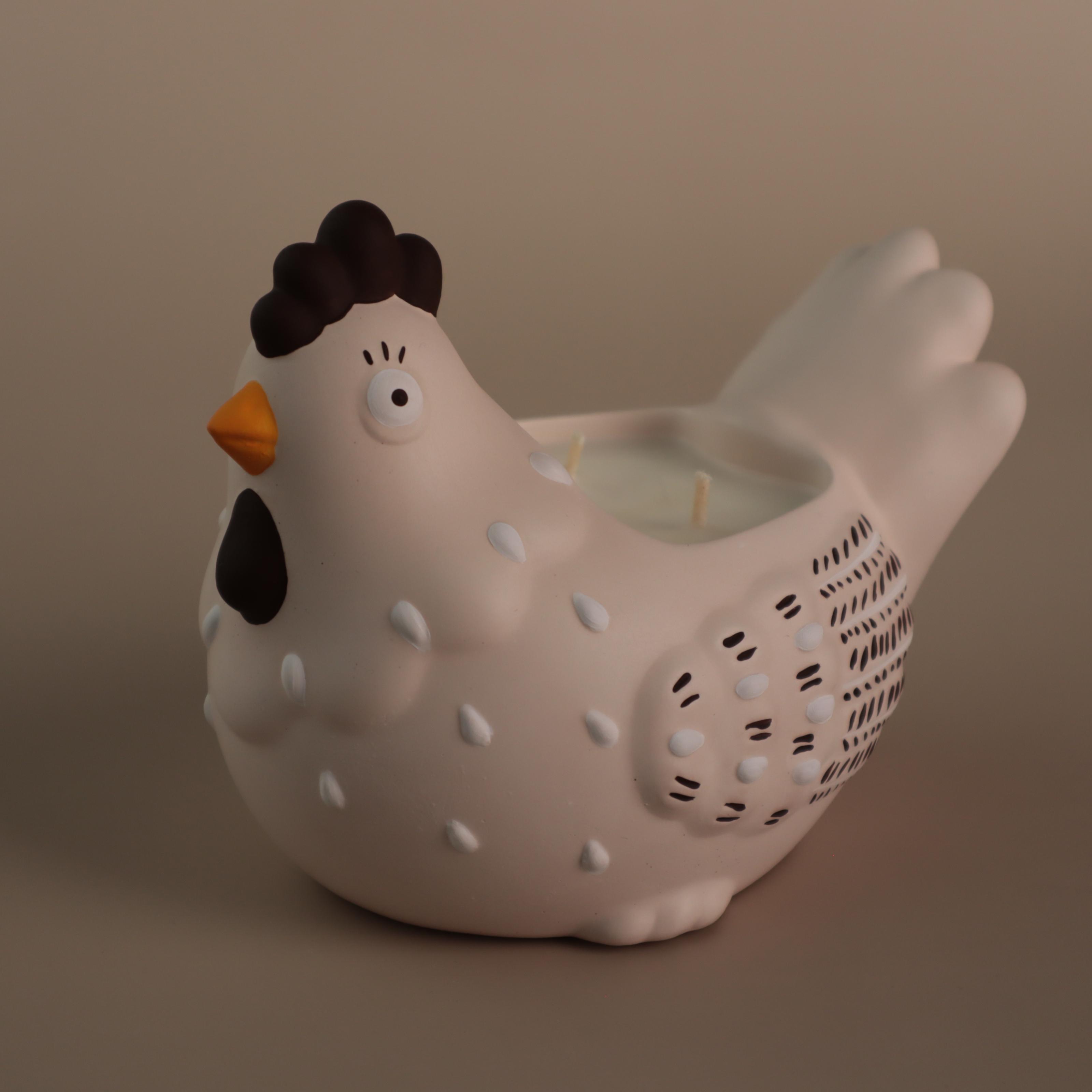 Аромасвічка соєва Wax Harmony Ваніль у гіпсовому кашпо Курочка Бежевий (1001481)