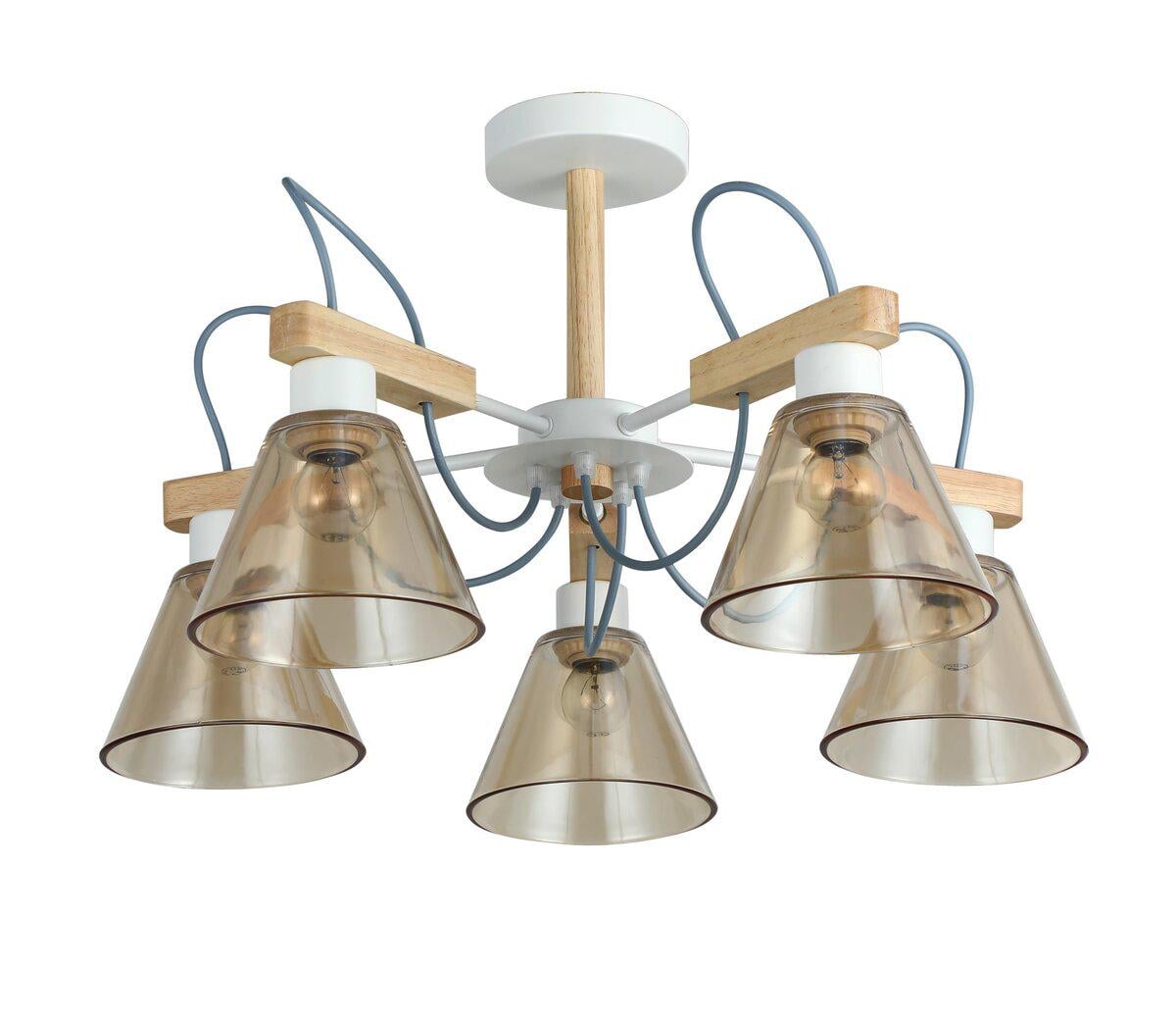 Люстра потолочная Light House SRS-20779/5 плафон янтарный Белый/Дерево