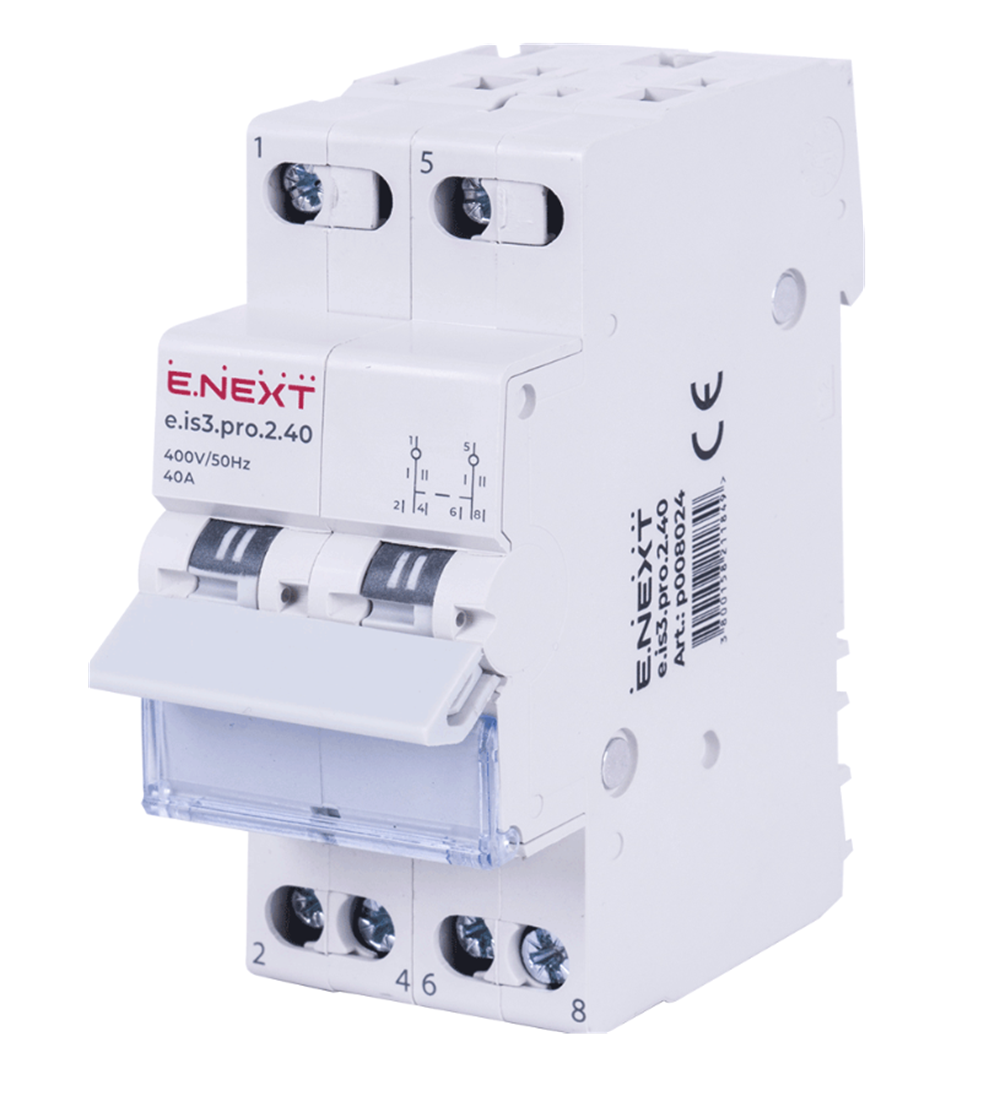 Перемикач DIN I-0-II 2-полюсний E.Next e.is3.pro.2.40 40А p008024