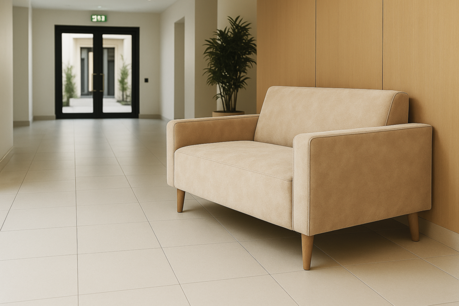 Диван офисный Tobi Sho Селдон с подлокотниками 1260х680х770 мм велюр Крокус Бежевый/07 (89rt6gd1)