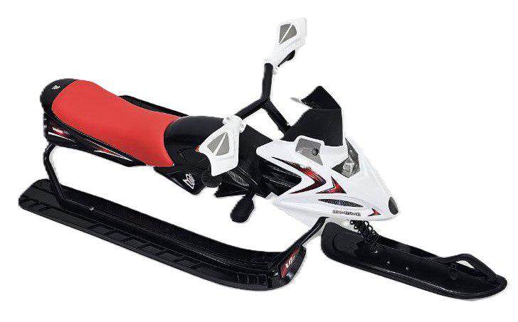 Санки рулевые детские до 80 кг с тормозом и тяговым тросом Красно-белые