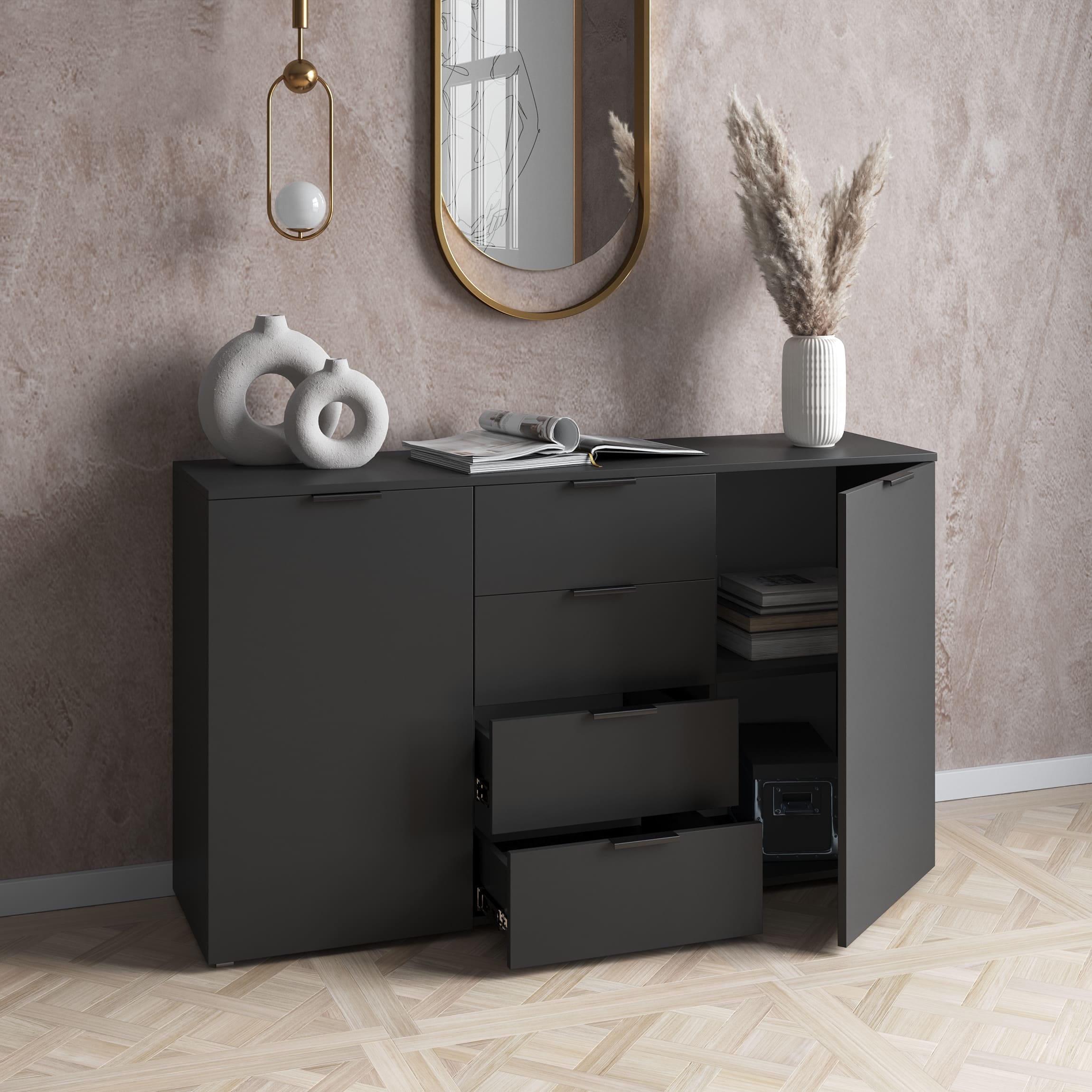 Комод з ящиками та дверцятами з двох сторін Антрацит (380232) - фото 1 Комод з ящиками та дверцятами з двох сторін Антрацит (380232) - фото 1