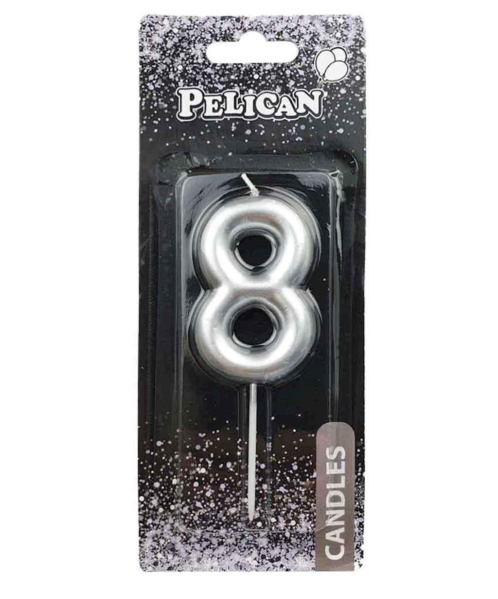 Свеча для торта Pelican 8 6 см Серебристый (866028)