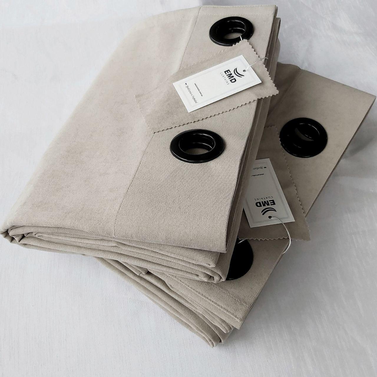 Шторы на черных люверсах 140x250 см микровелюр 2 шт. Серо-бежевый (5801211-МТ2/140-BL) - фото 7