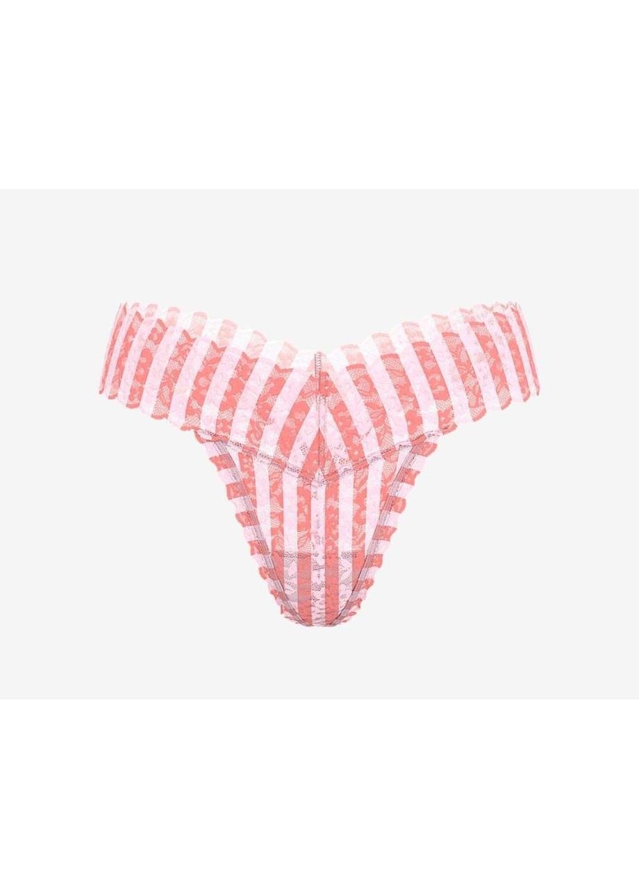 Трусики-стрінги жіночі мереживні Victoria's Secret у смужку M Рожевий (2764561357) - фото 3