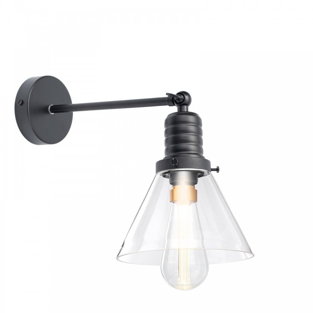 Настінний світильник Ретро з прозорого скла Funnel Clear Jazz Collection Black (WL-JC0002/Black) - фото 1 Настінний світильник Ретро з прозорого скла Funnel Clear Jazz Collection Black (WL-JC0002/Black) - фото 1