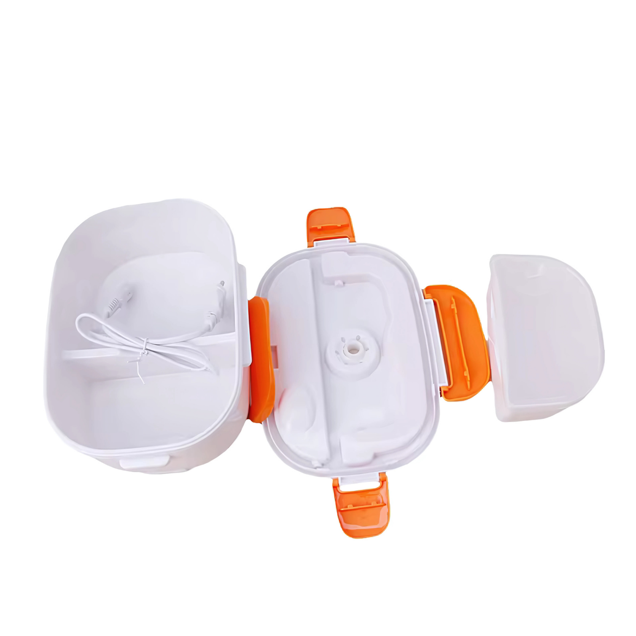 Ланч бокс термостійкий із харчового з ложкою з підігрівом 1,050 л 220 В Біло-жовтогарячий (1793665159) - фото 5