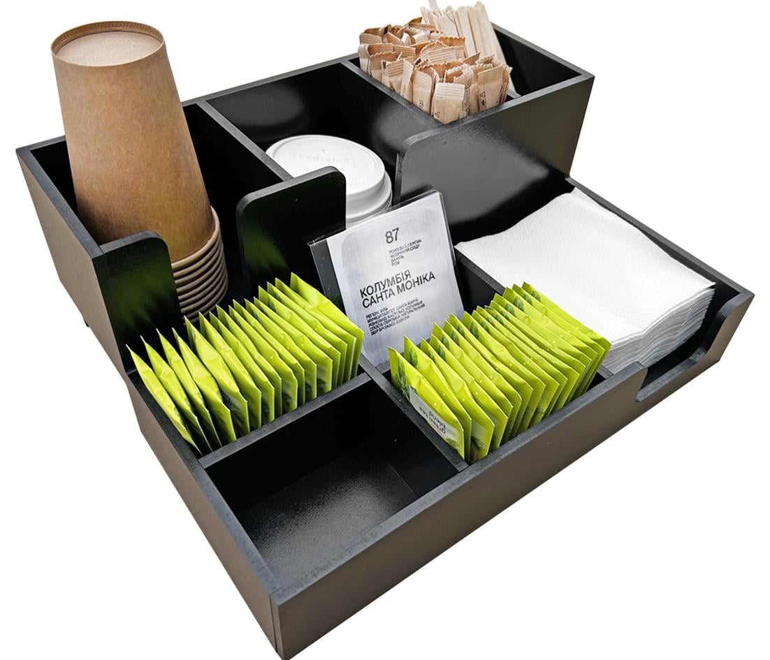 Органайзер барный для чая/дрип-кофе и стаканов МДФ 35х27х14 см Black (БАР 014)