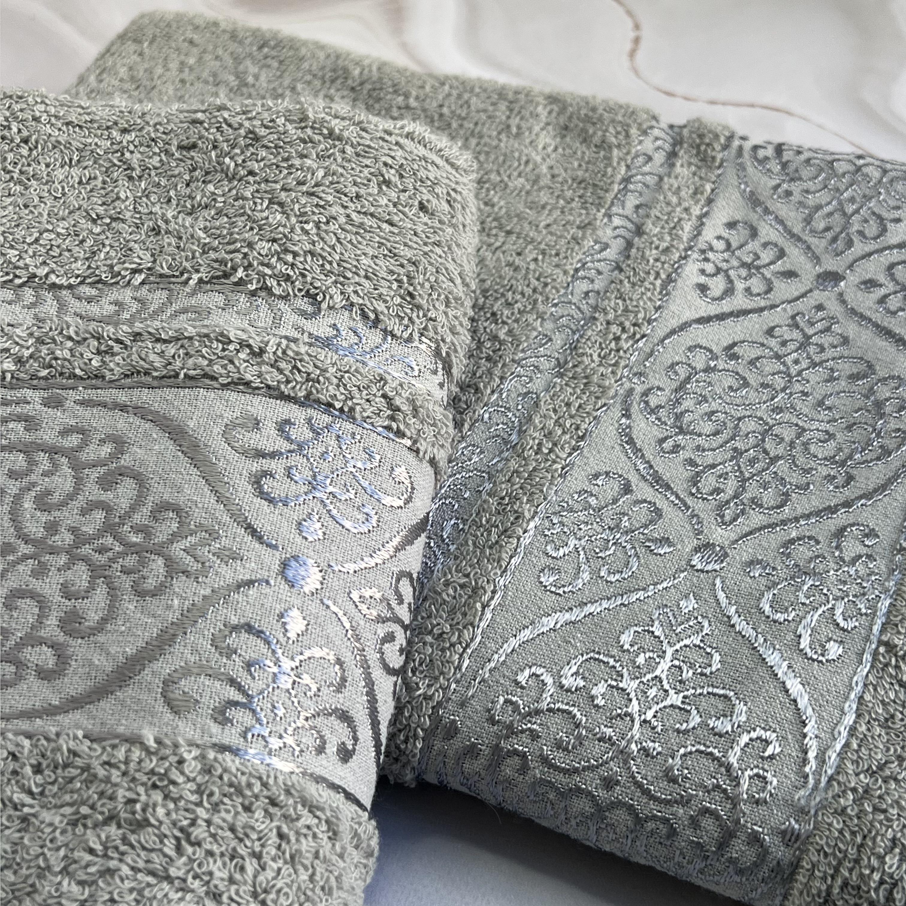 Набір рушників банне та для обличчя 70х40 см/50х90 см 2 шт. Сірий (mame2v1venz2-gri) - фото 4 Набір рушників банне та для обличчя 70х40 см/50х90 см 2 шт. Сірий (mame2v1venz2-gri) - фото 4