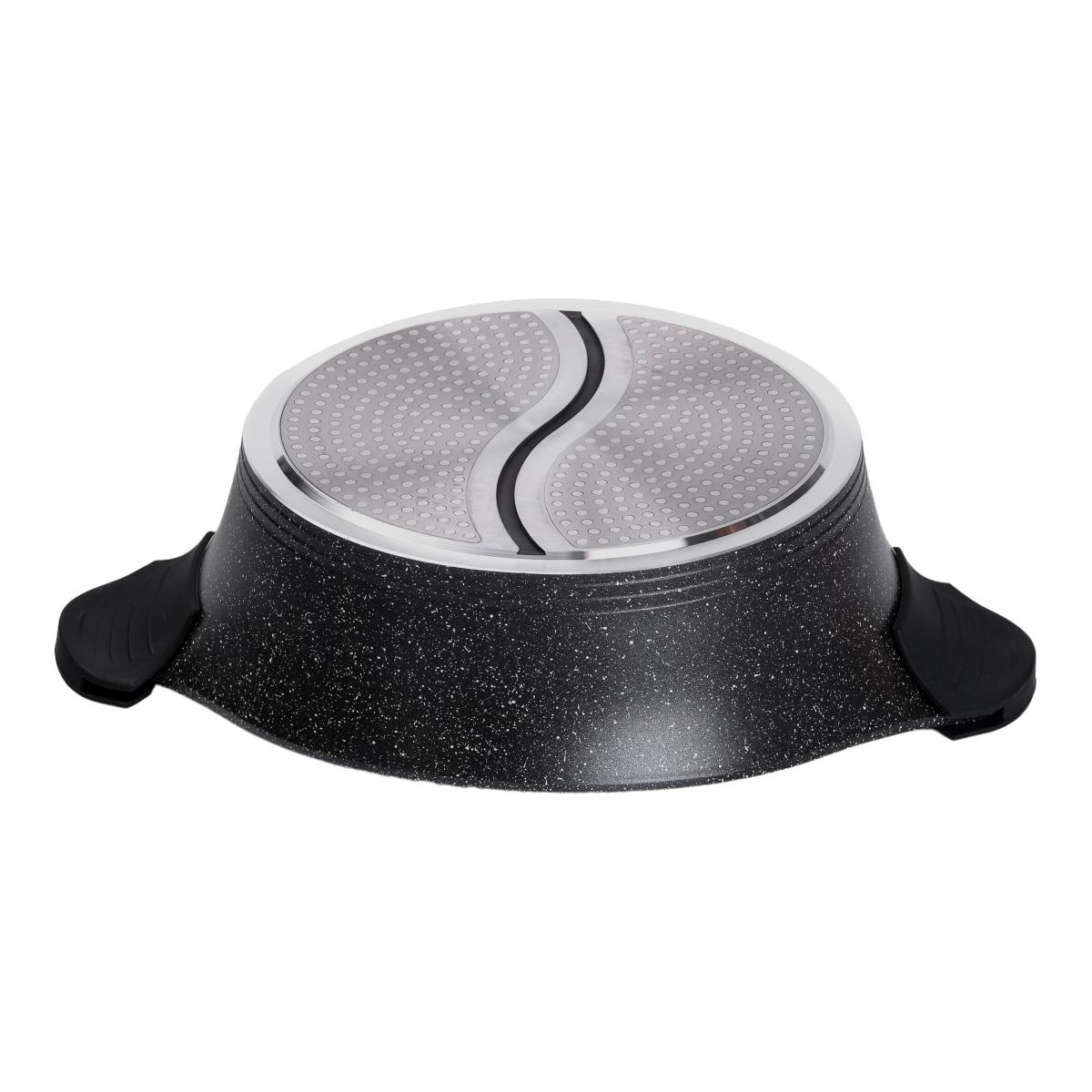 Кастрюля с разделителем MGC для шабу-шабу алюминиевая с антипригарным покрытием стеклянная крышка 4 л Черный (HP-4-413B) - фото 5