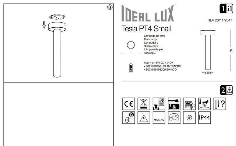 Парковий світильник Ideal Lux TESLA PT4 SMALL ANTRACITE (153193) - фото 2