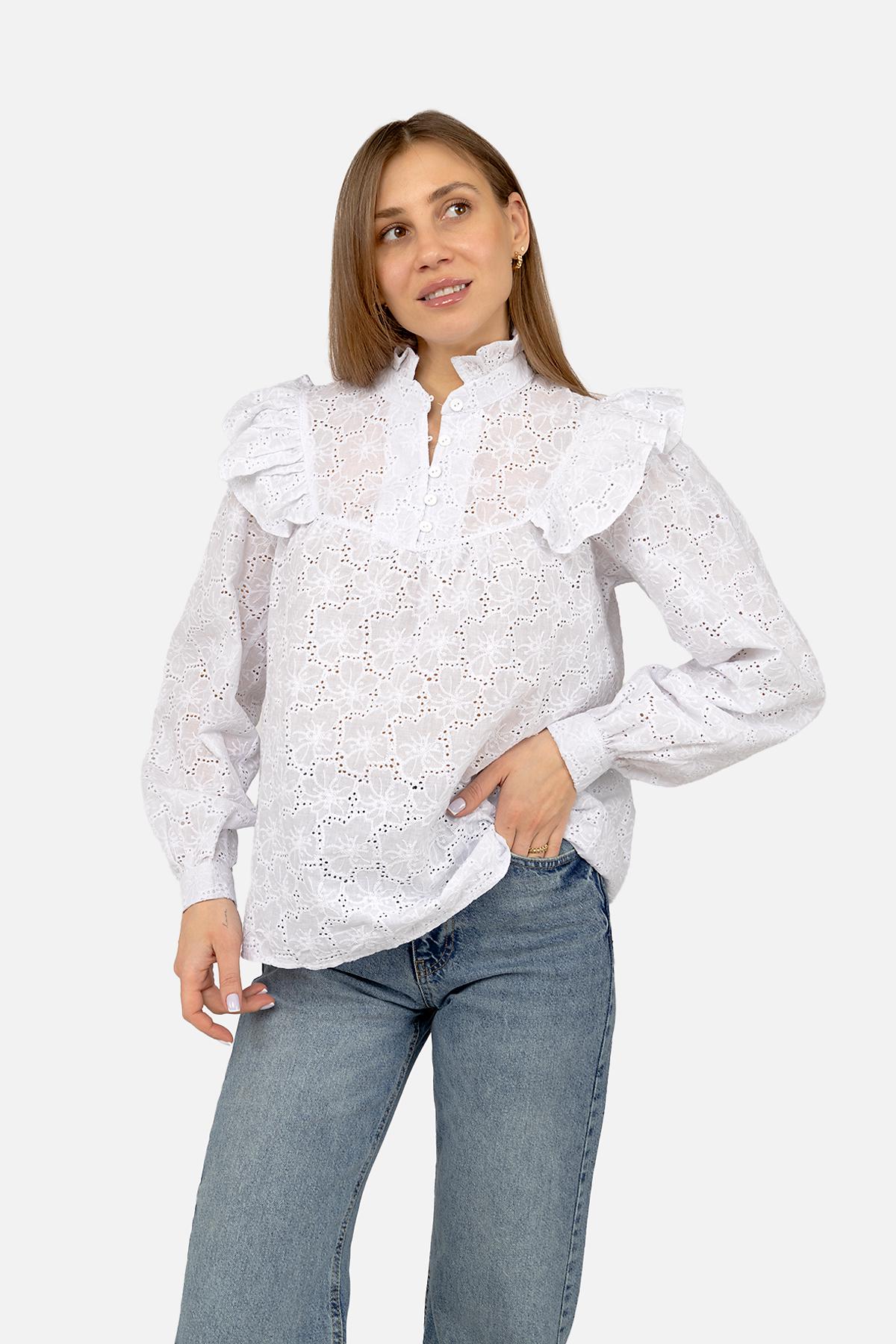 Блуза женская ЦБ-00271928 р. 42 Белый (SKT001049927) - фото 5 Блуза женская ЦБ-00271928 р. 42 Белый (SKT001049927) - фото 5