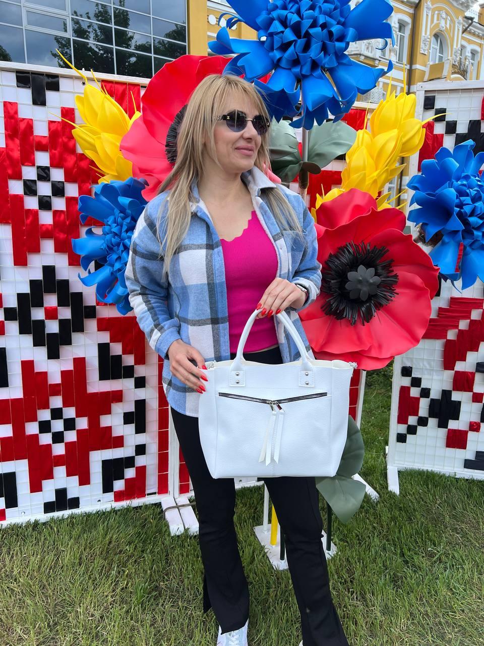 Сумка женская шопер через плечо из экокожи большая качественная для документов Белый - фото 8