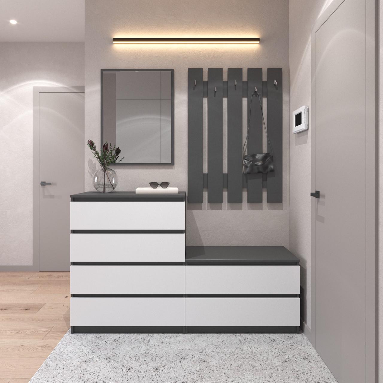 Мебельный комплект Вайс №1 1604х400х1950 мм Антрацит-Белый фасад (30873774)