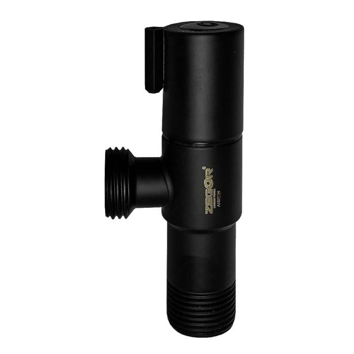 Кран угловой приборный Zegor DF-7022YB 1/2"х1/2" Черный