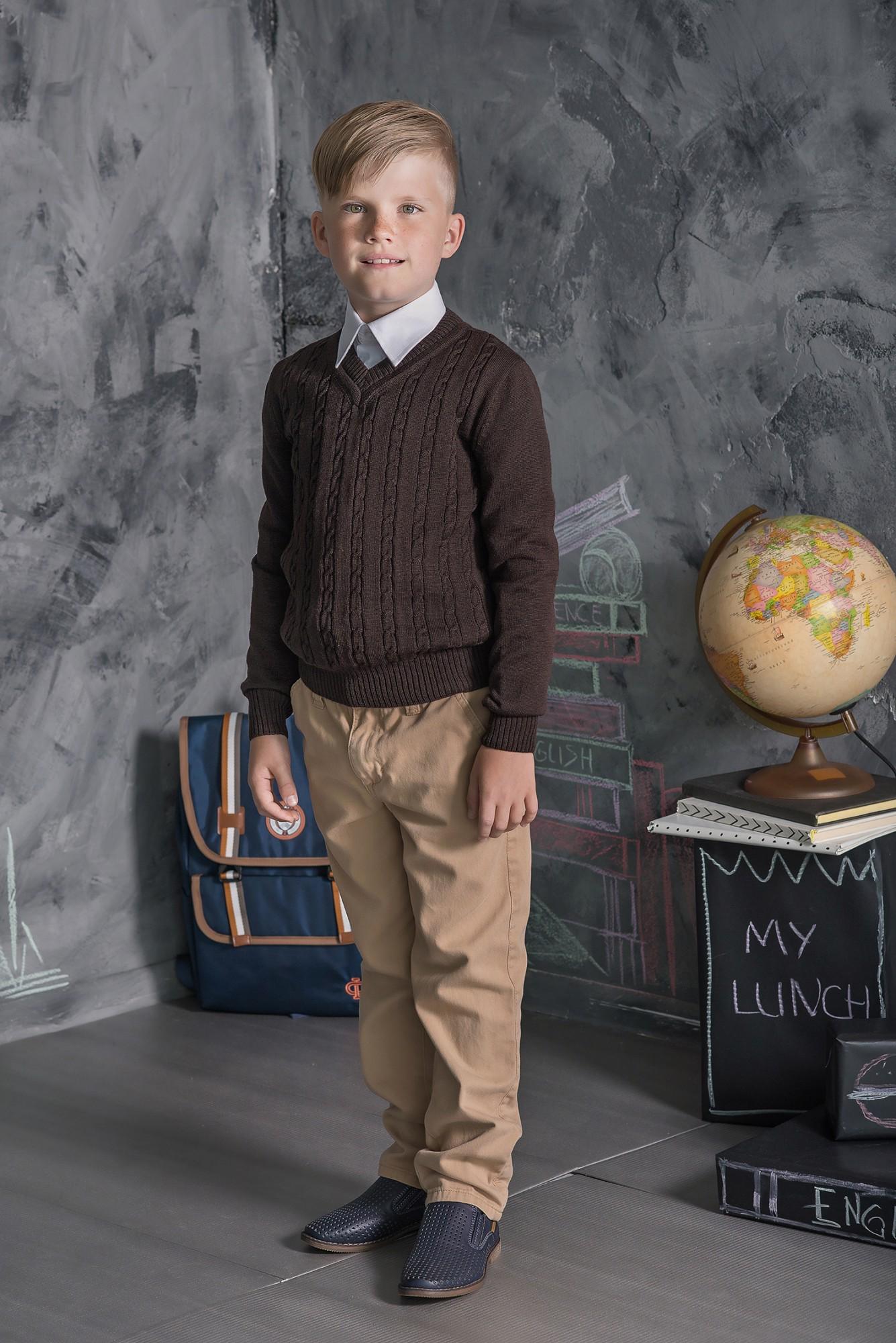 Джемпер из шерсти София 140-146 см Коричневый (624-2) - фото 2 Джемпер из шерсти София 140-146 см Коричневый (624-2) - фото 2