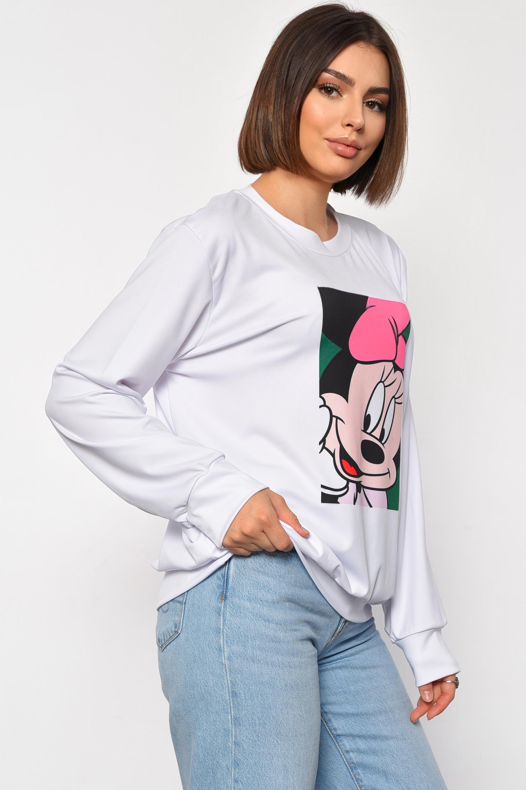 Свитшот женский с рисунком 2XL-3XL Белый (185607) - фото 2 Свитшот женский с рисунком 2XL-3XL Белый (185607) - фото 2