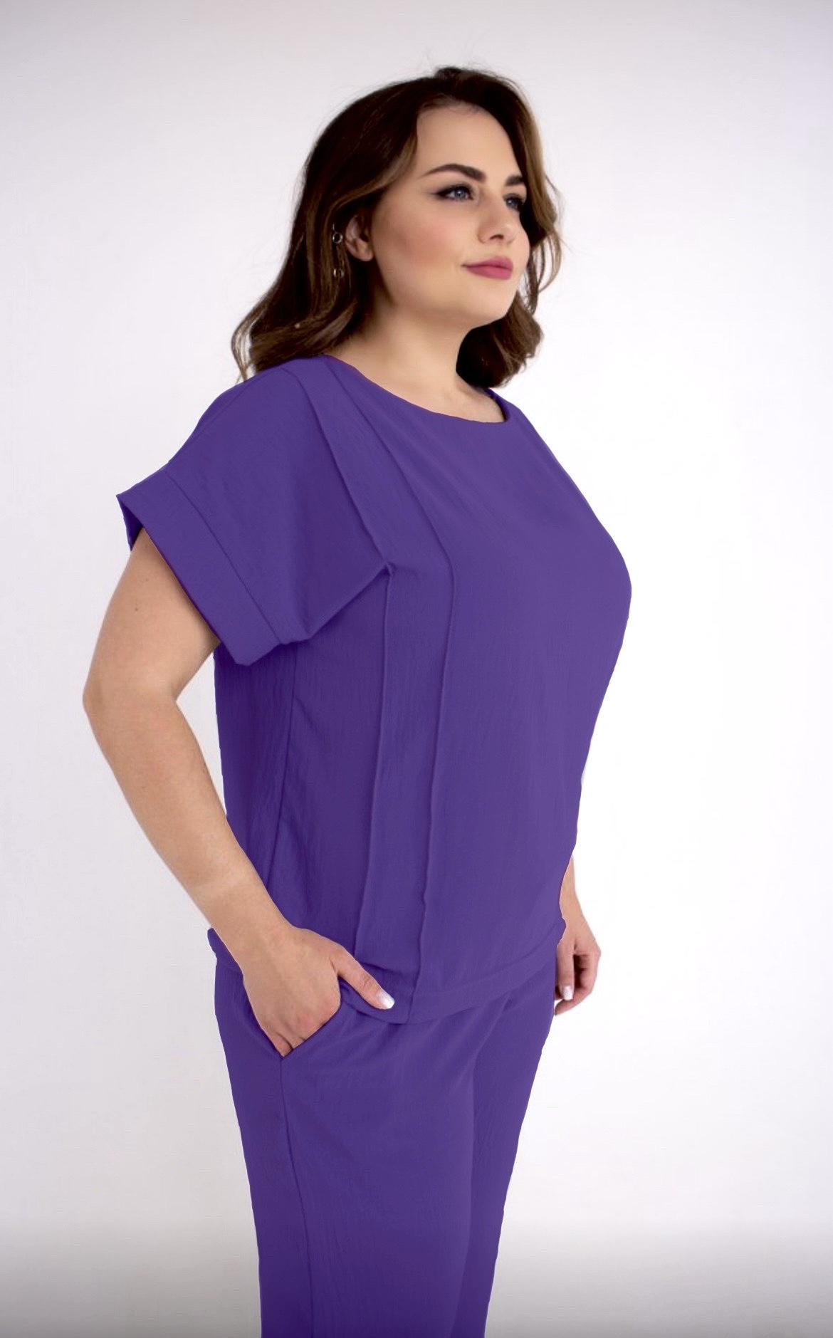 Костюм штапельный женский Амелия р. 56 Фиолетовый - фото 2