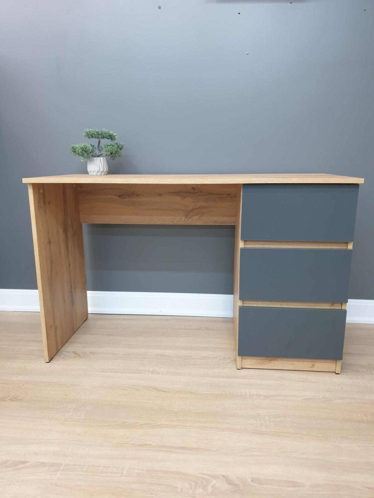 Письмовий стіл Аксель без ручок на три шухляди д-1200 мм г-530 мм в-750 мм Дуб аппалачі/Антрацитовий