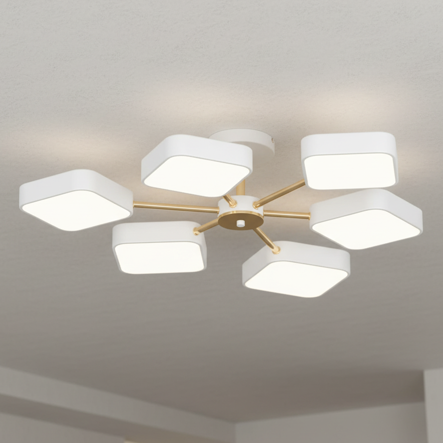 Люстра світлодіодна Valeso 108W з акриловими розсіювачами 3000/4200/6000K Білий/Золотий (XI3351-6)