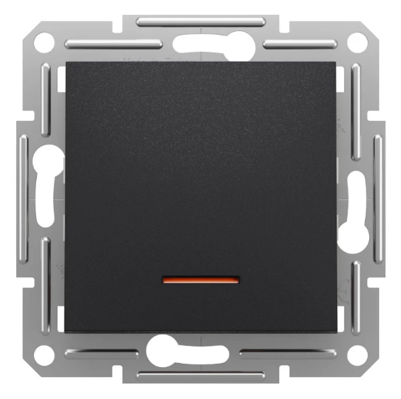Выключатель одинарный Schneider Asfora с подсветкой Антрацит (27676455)