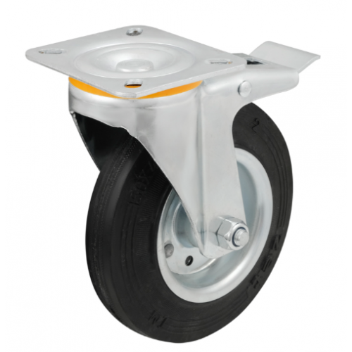 Ролик промисловий Sigma на металевій платформі d 150 мм 180 мм гумовий з гальмом Чорний (714955) Ролик промисловий Sigma на металевій платформі d 150 мм 180 мм гумовий з гальмом Чорний (714955)