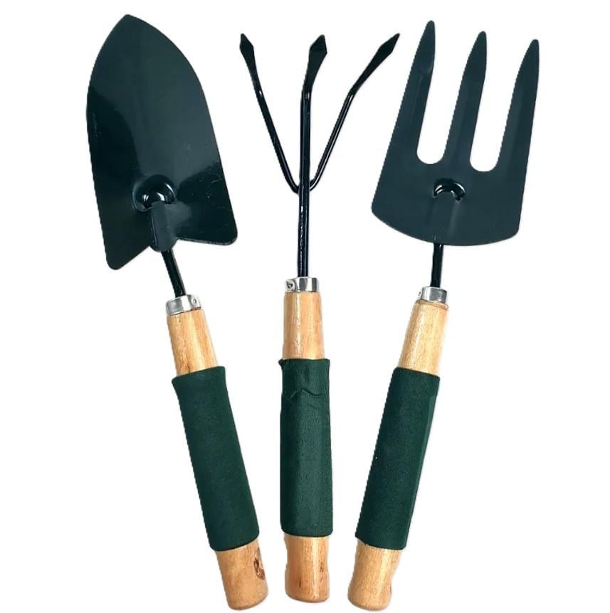 Набор ручных садовых инструментов Garden Tools лопатка/разрыхлитель/вилка 3 пр. 35 см Дерево (25803264)