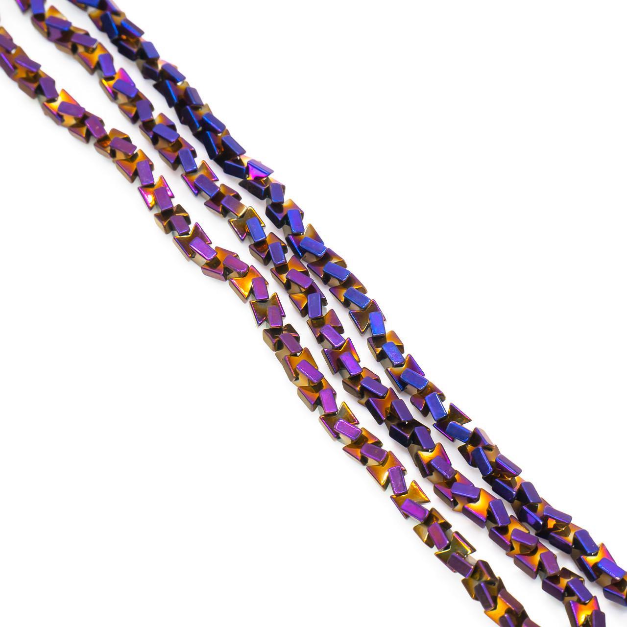 Бусины Змейка Гематит 3х3 мм 40 см 185 шт. Фиолетово-желтый (БГ0303р36)