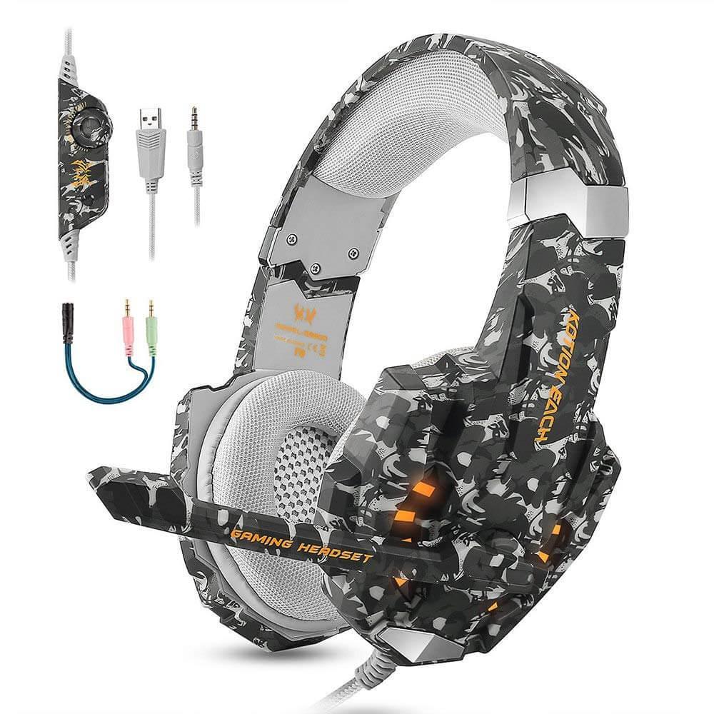 Навушники ігрові Kotion G9600 Hi-Res Audio Grey Camo - фото 2