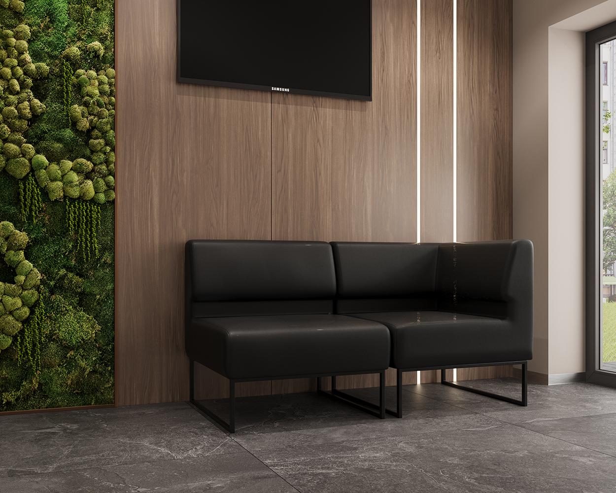Диван модульный Lounge экокожа Midnight 154х77х83 см Black (rich_sofa_00415)